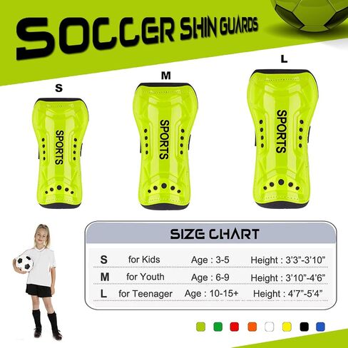 Youth Soccer Shin Guards for Kids Child Calf Protective Gear Soccer Equipment Soccer Shin Pads Calf Protection for 3-5,5-10,10-15 Years Old Boys Girls Children in Kuwait