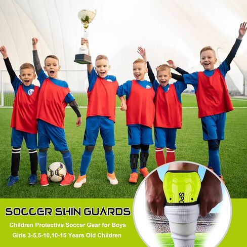 Youth Soccer Shin Guards for Kids Child Calf Protective Gear Soccer Equipment Soccer Shin Pads Calf Protection for 3-5,5-10,10-15 Years Old Boys Girls Children in Kuwait