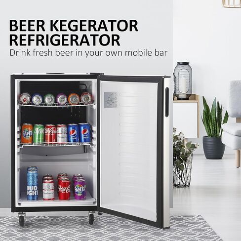 Beer Kegerator، موزع بيرة بصنبور واحد، ثلاجة برميل كاملة الحجم مع أرفف، ستانلس ستيل، صينية تنقيط وسكة، 32 درجة فهرنهايت - 50 درجة فهرنهايت للتحكم في درجة الحرارة 128 لتر in Kuwait