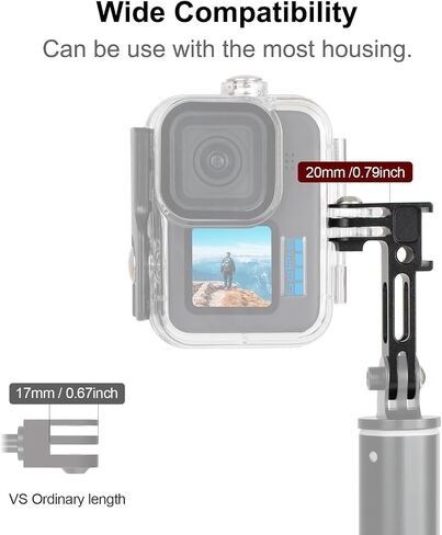 HSU Vertical Mount for GoPro, Aluminum 90 Degree Cold Shoe Direction Adapter, 1/4"-20 Screw Hole Tripod Mount for GoPro Hero 12/11/10/9/8/7/6, DJI Osmo Action 4/3 AKASO Action Camera and More in Saudi Arabia