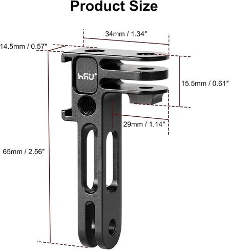 HSU Vertical Mount for GoPro, Aluminum 90 Degree Cold Shoe Direction Adapter, 1/4"-20 Screw Hole Tripod Mount for GoPro Hero 12/11/10/9/8/7/6, DJI Osmo Action 4/3 AKASO Action Camera and More in Saudi Arabia