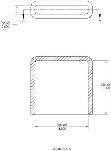 Caplugs Plastic Rectangular Finishing Cap with Flat End Grip. VRF-2000X3500-16, Vinyl, Length 1.000" ID 3.500", Black (Pack of 10) in Saudi Arabia