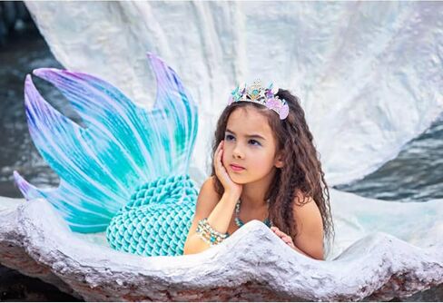 Mermaid Crown and Birthday Sash Mermaid Birthday Decorations Mermaid Party Decorations Birthday Sash for Women Birthday Crown Tiara for Women Halloween Costume Gifts in Saudi Arabia