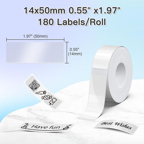 POLONO Genuine P31S Label Maker Tape, Adapted Label Print Paper, 14x50mm(0.55"x1.97"), Standard Laminated Self-Adhesive Label Tape, Thermal Label Maker Tape Refill for Home Office, 180 Labels, White in Saudi Arabia