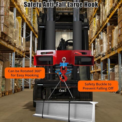 Universal Forklift Lifting Hook 6600 LBS Load Capacity, Forklift Lifting Hoist with Swivel Hook and 2 L-Screws for Fixation in Saudi Arabia