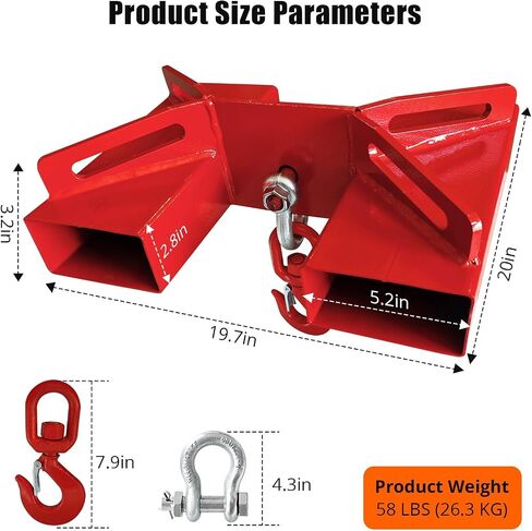 Universal Forklift Lifting Hook 6600 LBS Load Capacity, Forklift Lifting Hoist with Swivel Hook and 2 L-Screws for Fixation in Saudi Arabia
