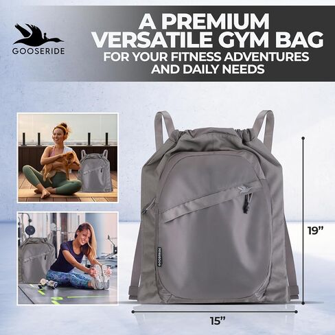 Drawstring Backpack - Versatile Small Gym Bag with Hidden Zipper Pocket, Secondary Pocket with Organizer, Thicker Strap, Ideal for Sports, Travel, Hiking, Beach Camping Essentials-Slate Gray in Saudi Arabia