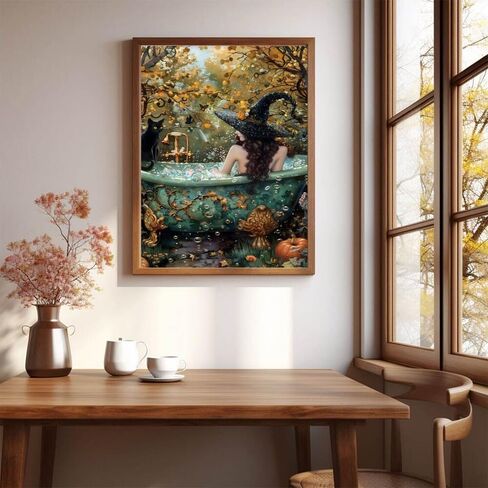 Witchy Halloween Wall Art Three Witches Holding Magic Wands Moody Dark Gothic Posters Painting Print Halloween Vintage Room Decor Aesthetic 8x12inch Unframed in Saudi Arabia