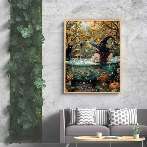 Witchy Halloween Wall Art Three Witches Holding Magic Wands Moody Dark Gothic Posters Painting Print Halloween Vintage Room Decor Aesthetic 8x12inch Unframed in Saudi Arabia