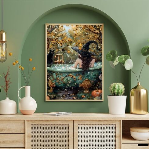 Witchy Halloween Wall Art Three Witches Holding Magic Wands Moody Dark Gothic Posters Painting Print Halloween Vintage Room Decor Aesthetic 8x12inch Unframed in Saudi Arabia