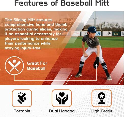 Baseball Sliding Mitt | Universal Right or Left Hand Baseball Sliding Glove | Sliding Mitt Youth & Adult Sizes | Neoprene & Elastic Adjustable Wrist Compression Strap in Saudi Arabia