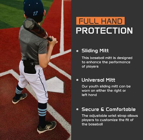 Baseball Sliding Mitt | Universal Right or Left Hand Baseball Sliding Glove | Sliding Mitt Youth & Adult Sizes | Neoprene & Elastic Adjustable Wrist Compression Strap in Saudi Arabia
