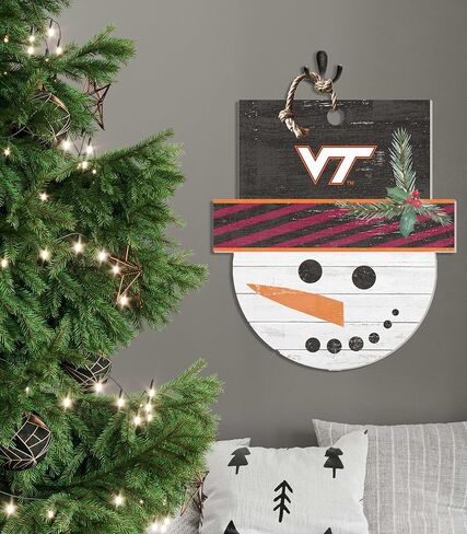 KH Sports Fan Virginia Tech Hokies علامة رجل الثلج، 18x20 بوصة، ديكور Hokies لغرفة النوم وغرفة النوم وكهف المروحة وغرفة المعيشة؛ أظهر روح فريقك مع هذه اللوحة الفنية الجدارية الاحتفالية من Hokies in Kuwait