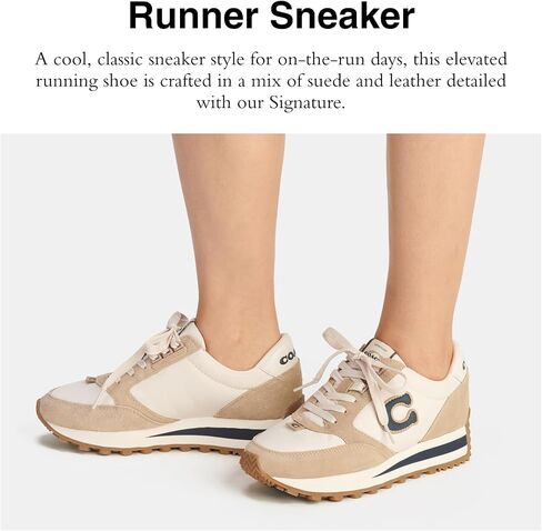 Coach Women's Non Tech Athletic Runner Sneaker, Color Black/Chalk, Size 6 in Saudi Arabia