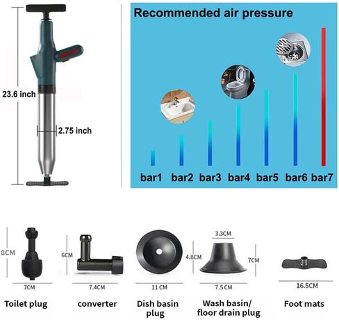 Lihu 360 ° Activity Toilet Plunger Blaster with Grabber 4 Claw Pick Up Reacher Tool, Clogged Pipe,Sewer,Floor Drain Unclog Gun,Unclog to Bathroom Toilet Unblocker Sink Plunger Plumbing Kitchen Sink in Saudi Arabia