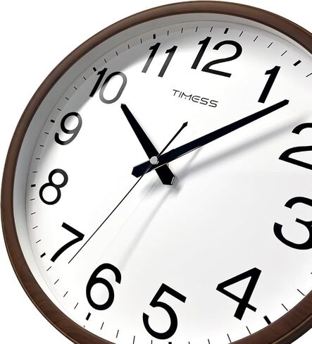 ساعة حائط، لمسة نهائية من الخشب الكلاسيكي، 16 بوصة غير موقوتة تعمل بالبطارية الصامتة كوارتز تناظرية مع تقويم دائم وعرض درجة الحرارة F°، ديكور المنزل والمكتب (أصفر خشبي) in Kuwait