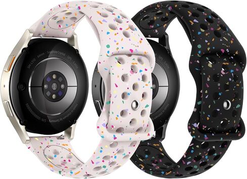 2 PACK Sport Bands Compatible with Samsung Galaxy Watch 7/FE/6/5/4 Watch 5 Pro Watch 4/6 Classic, 20MM Recycled Plastic Soft Breathable Silicone Strap for Women Men in Saudi Arabia