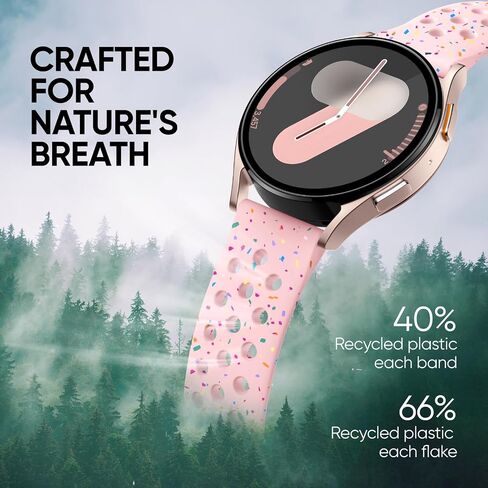 2 PACK Sport Bands Compatible with Samsung Galaxy Watch 7/FE/6/5/4 Watch 5 Pro Watch 4/6 Classic, 20MM Recycled Plastic Soft Breathable Silicone Strap for Women Men in Saudi Arabia