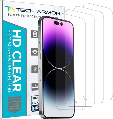 Tech Armor Screen Protector for iPhone 15 Pro 6.1 inch - HD Clear Film, Ultimate Display Protection, Crystal Clear Clarity, Easy Installation, Premium Quality, 4 Pack in Saudi Arabia