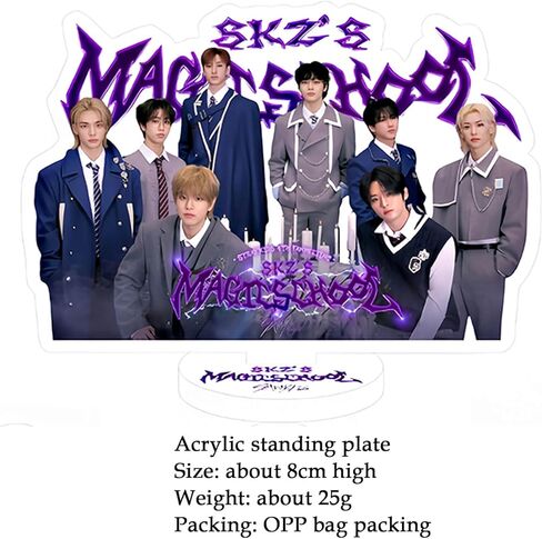 مجموعة هدايا KPOP Stray Kids - بما في ذلك بطاقات الصور المدرسية السحرية من Stray Kids، وملصقات Stray Kids، وسلسلة مفاتيح Stray Kids، وشارة، ولوحة الوقوف الأكريليكية Stray Kids Merch للمعجبين in Kuwait