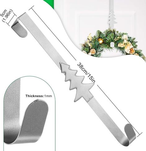 Whaline 3Pcs Christmas Wreath Hanger Over The Door Metal Wreath Hook Star Snowflake Christmas Tree Wreath Holder for Xmas Party Decor Door Wall Home Office, Silver, 15in in Saudi Arabia