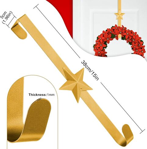 Whaline 3Pcs Christmas Wreath Hanger Over The Door Metal Wreath Hook Star Snowflake Christmas Tree Wreath Holder for Xmas Party Decor Door Wall Home Office, Silver, 15in in Saudi Arabia