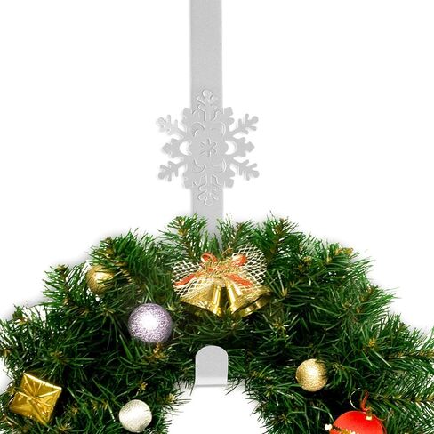 Whaline 3Pcs Christmas Wreath Hanger Over The Door Metal Wreath Hook Star Snowflake Christmas Tree Wreath Holder for Xmas Party Decor Door Wall Home Office, Silver, 15in in Saudi Arabia