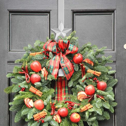 Whaline 3Pcs Christmas Wreath Hanger Over The Door Metal Wreath Hook Star Snowflake Christmas Tree Wreath Holder for Xmas Party Decor Door Wall Home Office, Silver, 15in in Saudi Arabia