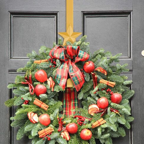 Whaline 3Pcs Christmas Wreath Hanger Over The Door Metal Wreath Hook Star Snowflake Christmas Tree Wreath Holder for Xmas Party Decor Door Wall Home Office, Silver, 15in in Saudi Arabia