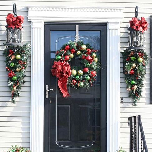 Whaline 3Pcs Christmas Wreath Hanger Over The Door Metal Wreath Hook Star Snowflake Christmas Tree Wreath Holder for Xmas Party Decor Door Wall Home Office, Silver, 15in in Saudi Arabia