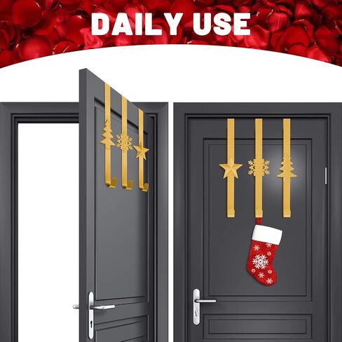 Whaline 3Pcs Christmas Wreath Hanger Over The Door Metal Wreath Hook Star Snowflake Christmas Tree Wreath Holder for Xmas Party Decor Door Wall Home Office, Silver, 15in in Saudi Arabia