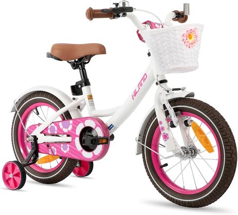 HILAND Girls Bike for Toddlers and Kids Ages 2-7 Years Old, 12 14 16 Inch Kids Bike for Boy and Girl with Training Wheels Basket Bell Rear Rack in Saudi Arabia