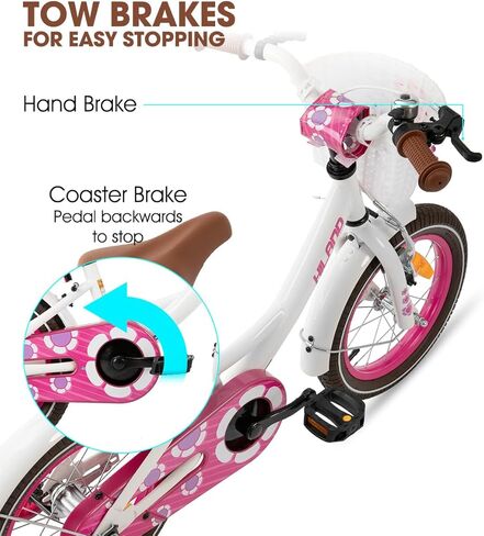 HILAND Girls Bike for Toddlers and Kids Ages 2-7 Years Old, 12 14 16 Inch Kids Bike for Boy and Girl with Training Wheels Basket Bell Rear Rack in Saudi Arabia