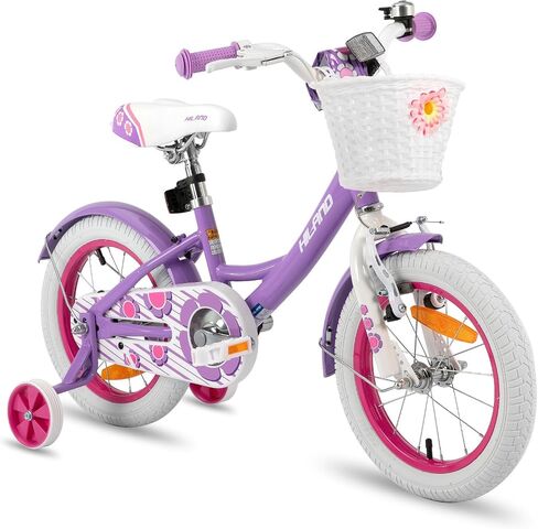 HILAND Girls Bike for Toddlers and Kids Ages 2-7 Years Old, 12 14 16 Inch Kids Bike for Boy and Girl with Training Wheels Basket Bell Rear Rack in Saudi Arabia
