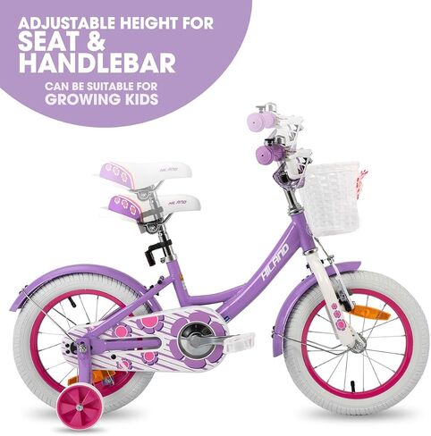 HILAND Girls Bike for Toddlers and Kids Ages 2-7 Years Old, 12 14 16 Inch Kids Bike for Boy and Girl with Training Wheels Basket Bell Rear Rack in Saudi Arabia
