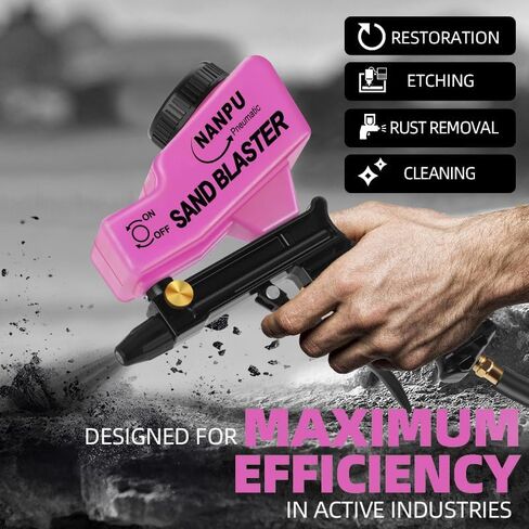 NANPU Air Sand Blaster Gun with Gravity Feed - Ceramic Nozzle, Metal Body | for Paint, Rust Removal, and Glass Etching | Versatile for Aluminum, Sand, Walnut Shells, and Soda Blasting Applications in Saudi Arabia