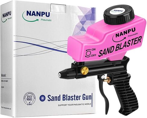 NANPU Air Sand Blaster Gun with Gravity Feed - Ceramic Nozzle, Metal Body | for Paint, Rust Removal, and Glass Etching | Versatile for Aluminum, Sand, Walnut Shells, and Soda Blasting Applications in Saudi Arabia