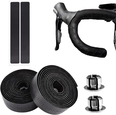 Kakalote 2pcs Bike Handlebar Tape, Bicycle Bar Tape Cycling Handle Wraps for Road Cycling Bicycles, EVA Comfort Road Bike Handlebar Tape Leather Bike Bar Tape with Bar End Plugs(Brown) in Saudi Arabia