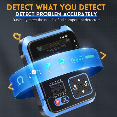 Handheld Digital Oscilloscope, 3 in 1 Mini Digital Oscilloscope Transistor Tester Table 500 kHz 10MSa,s with 2.4 TFT Backlight Display for Automobile Maintenance (High in Saudi Arabia