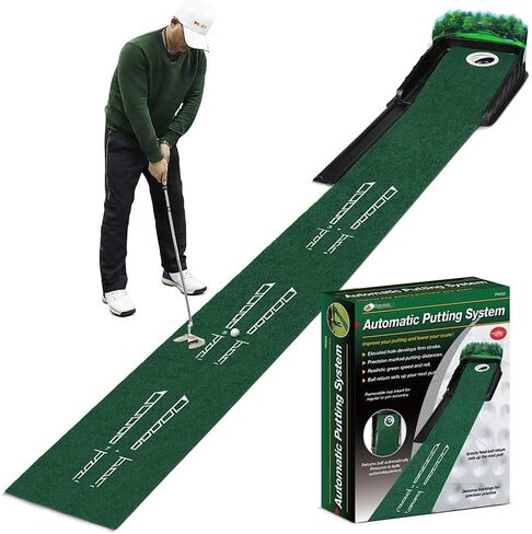 Golf Putting Mat with Automatic Ball Return – 8.5 Feet, Alignment Guides, True-Roll Surface, and Back Hedge for Golfers in Kuwait
