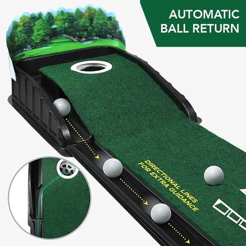 Golf Putting Mat with Automatic Ball Return – 8.5 Feet, Alignment Guides, True-Roll Surface, and Back Hedge for Golfers in Kuwait