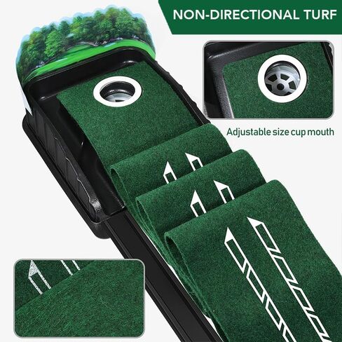 Golf Putting Mat with Automatic Ball Return – 8.5 Feet, Alignment Guides, True-Roll Surface, and Back Hedge for Golfers in Kuwait