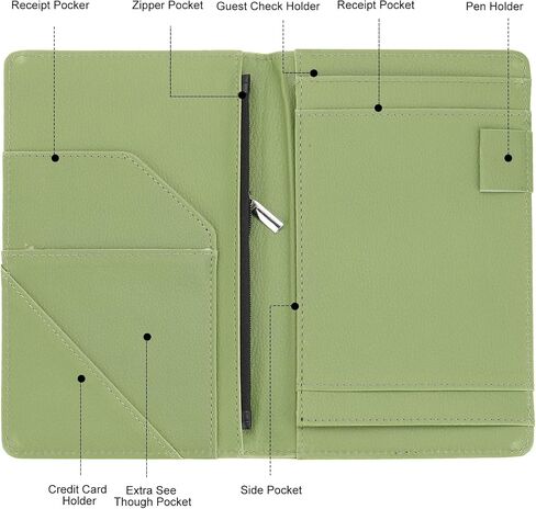 PATIKIL Server Book Organizer with Zipper Pocket, 8" x 5" Restaurant Check Presenters Guest Check Card Holder for Server Waiter Waitress, Black in Saudi Arabia