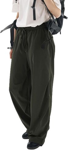 Linsennia Hiking Pants Women Waterproof Drawstring Wide Leg Parachute Pants Y2k Elastic Waist Baggy Casual in Saudi Arabia