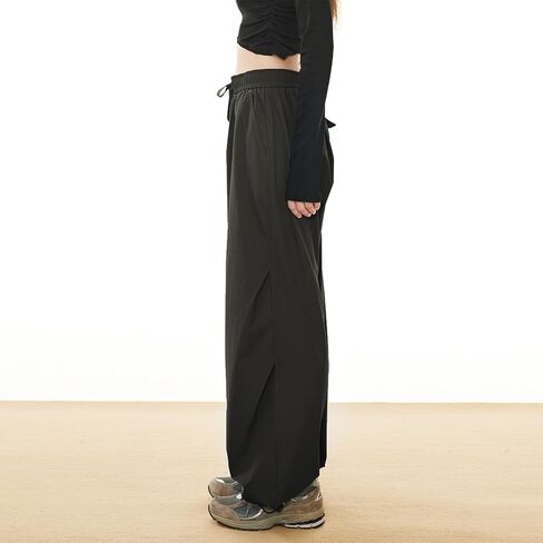 Linsennia Hiking Pants Women Waterproof Drawstring Wide Leg Parachute Pants Y2k Elastic Waist Baggy Casual in Saudi Arabia