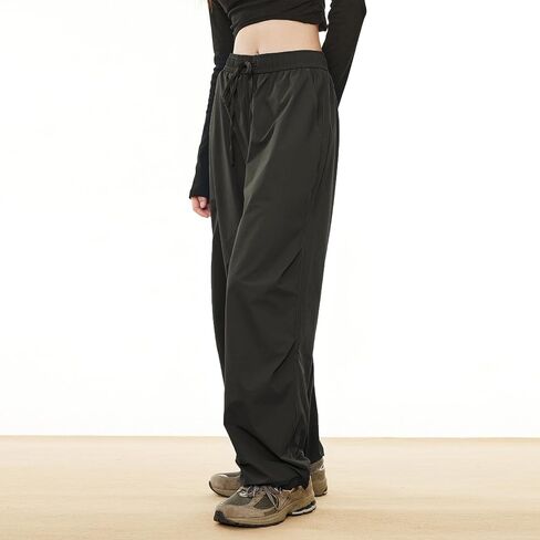 Linsennia Hiking Pants Women Waterproof Drawstring Wide Leg Parachute Pants Y2k Elastic Waist Baggy Casual in Saudi Arabia
