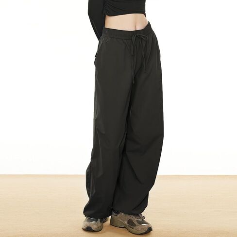 Linsennia Hiking Pants Women Waterproof Drawstring Wide Leg Parachute Pants Y2k Elastic Waist Baggy Casual in Saudi Arabia