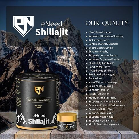 eNeed Pure Himalayan Shilajit Resin - 100% Natural Energy & Vitality Booster - Rich in Fulvic Acid & 85+ Minerals - Lab Tested for Purity - (30 Grams) in Saudi Arabia