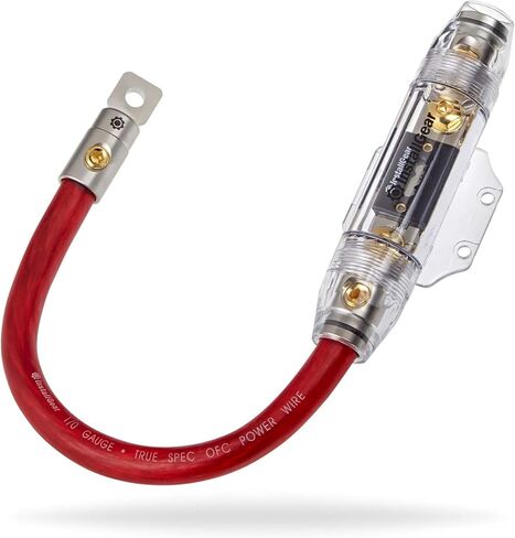 سلك طاقة InstallGear مقاس 1/0 AWG بطول 1 قدم مع حامل مصهر ANL بقدرة 150 أمبير - 99.9% من النحاس الخالي من الأكسجين | سلك قياس 1/0 | للسيارات والبحرية والمهنيين وRV والصناعية in Kuwait