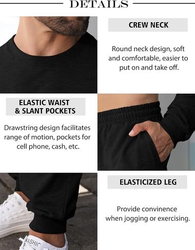 مجموعة ملابس Babioboa الرجالية المكونة من قطعتين بأكمام طويلة وسويت شيرت رياضي وبنطلون رياضي in Kuwait